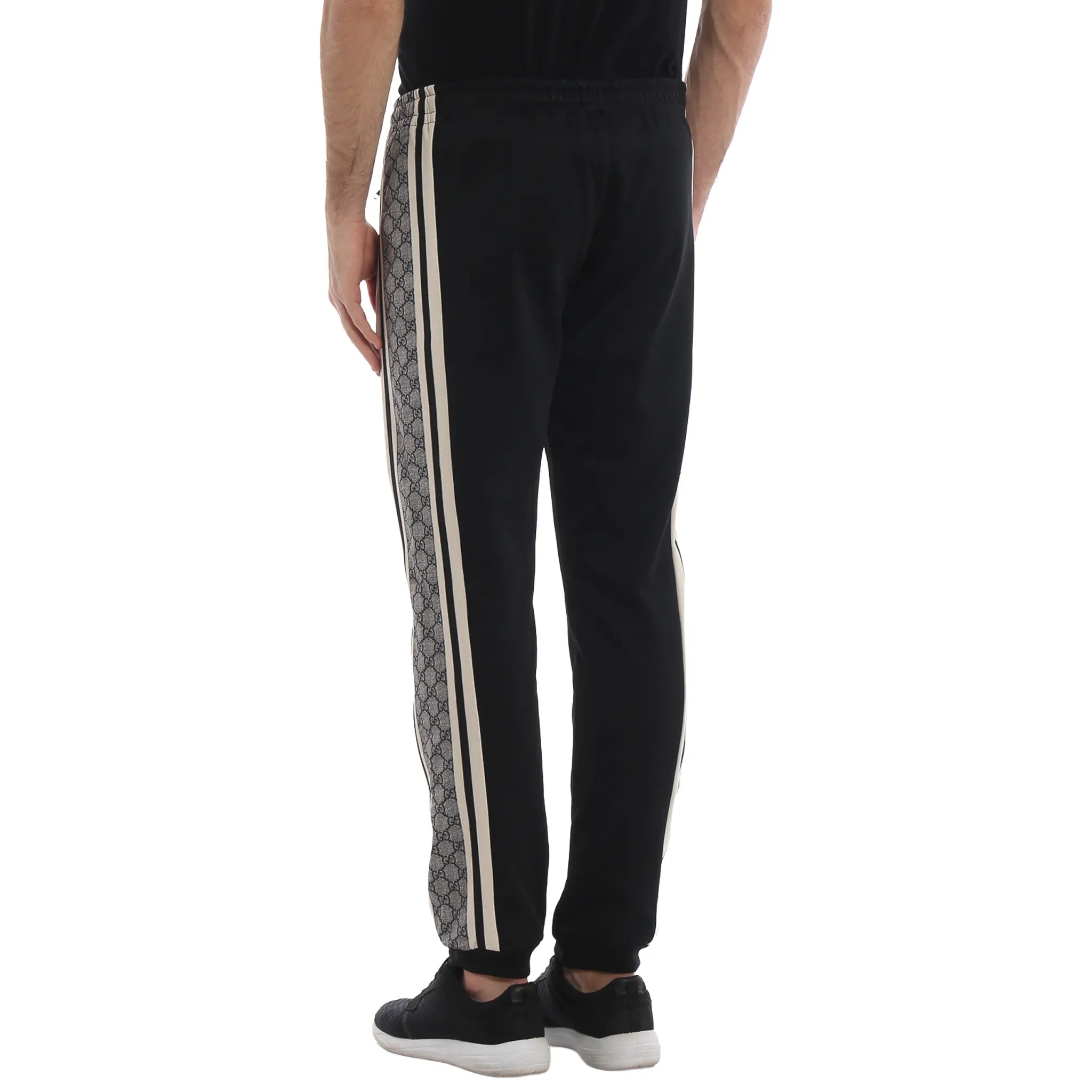 Back View of Preloved - Gucci GG Print Technical Jersey Tapered Black Sweatpants